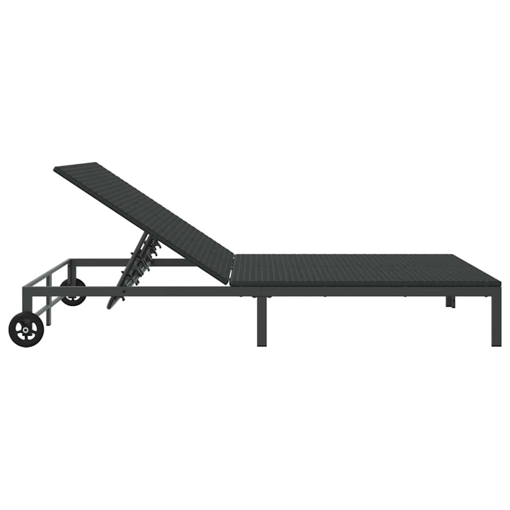 Ležaljka na suncu Crna 206 x 115 x 75 cm poliratan