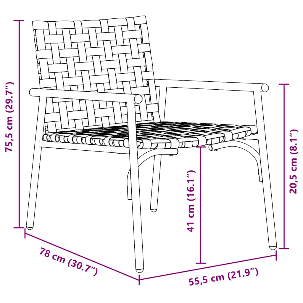 Vrtna stolica 2 pcs Smeđa 78 x 55,5 x 75,5 cm poliratan