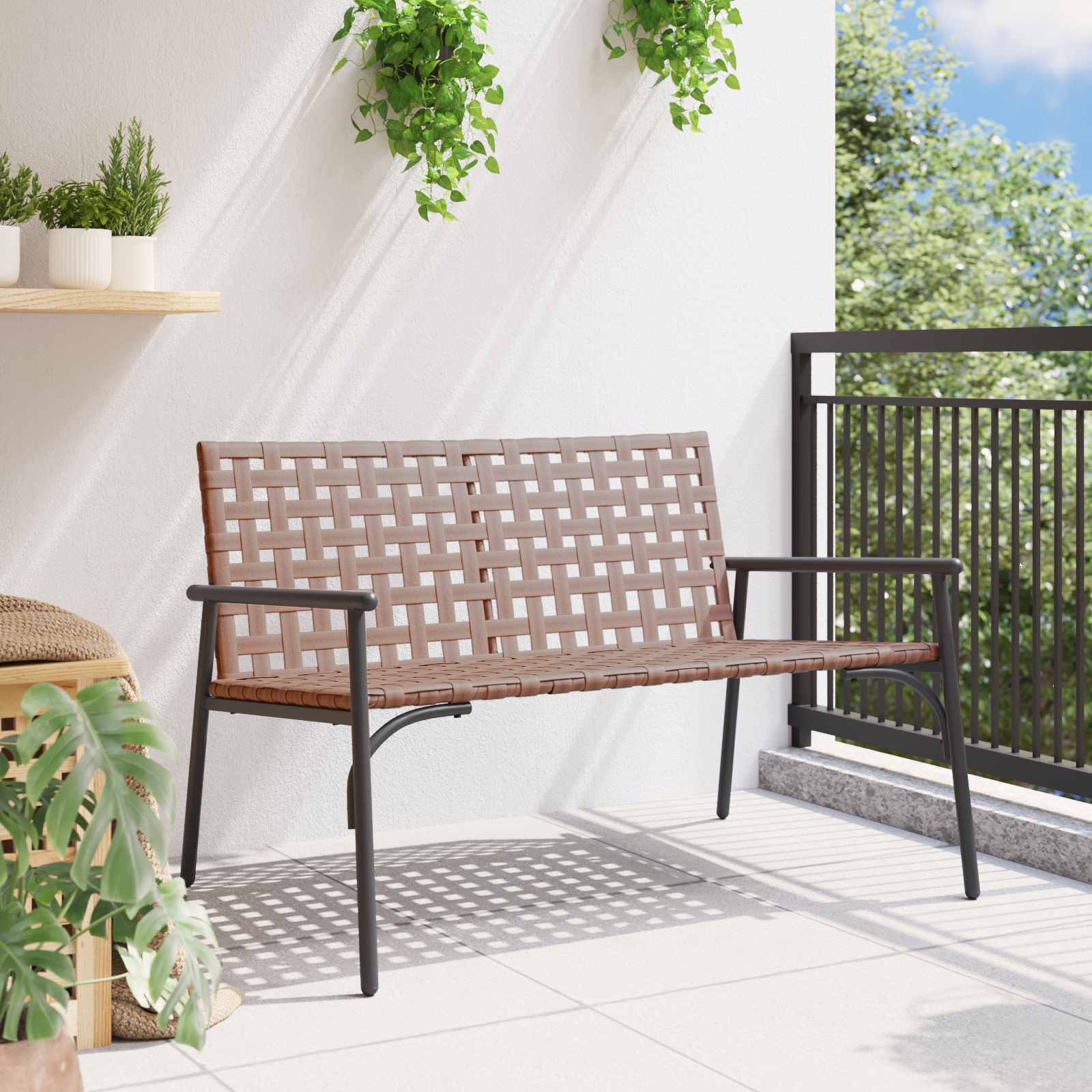 Vrtna stolica Smeđa 110,5 x 79 x 75,5 cm poliratan