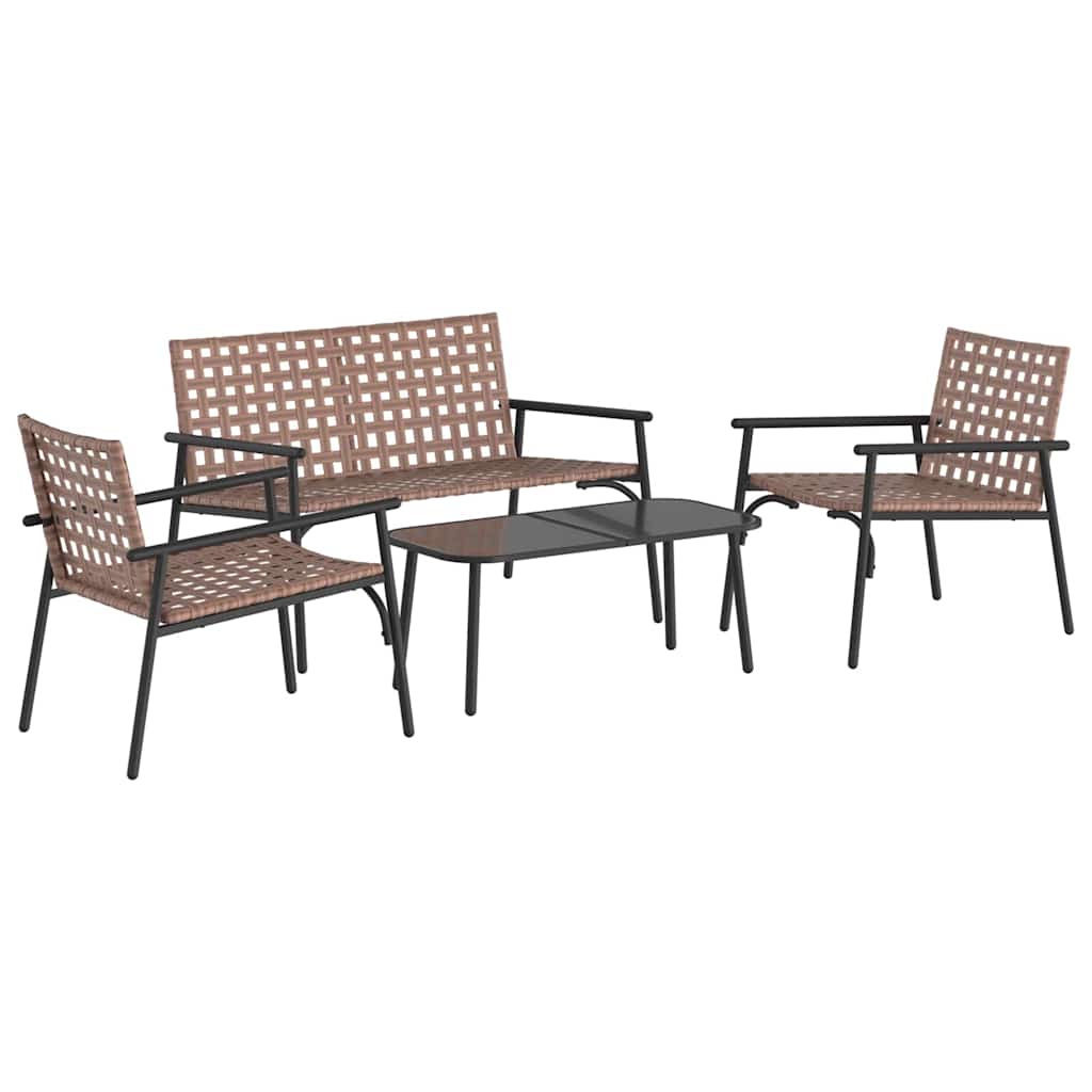 Vrtni set za objed 4 pcs Smeđa poliratan
