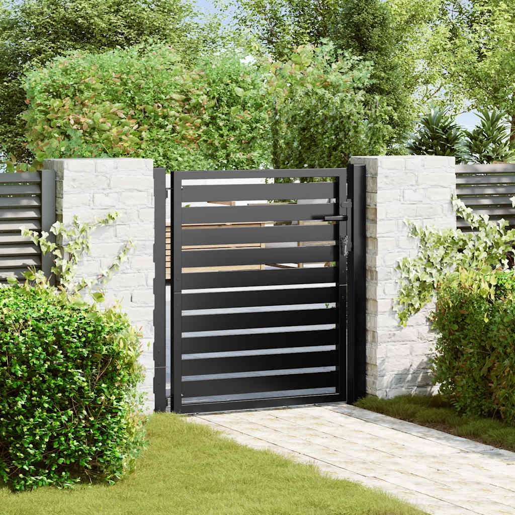 Vrtna vrata s mogućnošću zaključavanja crna 100x100 cm aluminijska