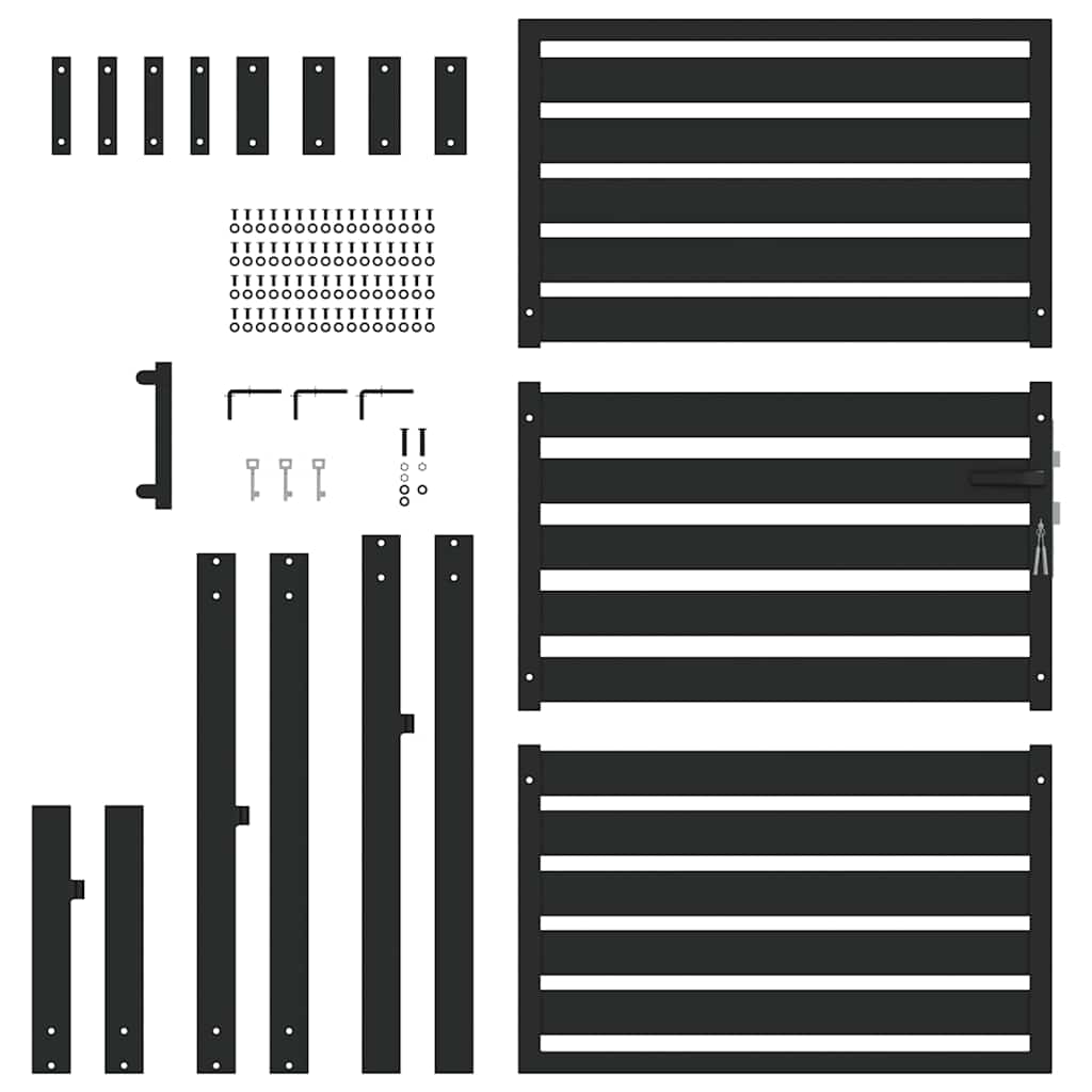 Vrtna vrata s mogućnošću zaključavanja crna 100x150 cm aluminijska