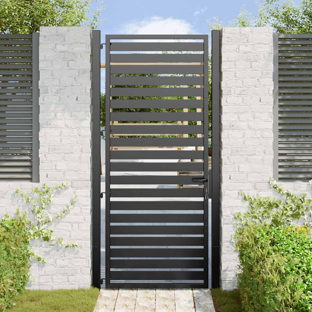 Vrtna vrata s mogućnošću zaključavanja crna 100x200 cm aluminijska