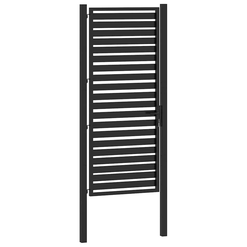 Vrtna vrata s mogućnošću zaključavanja crna 100x200 cm aluminijska