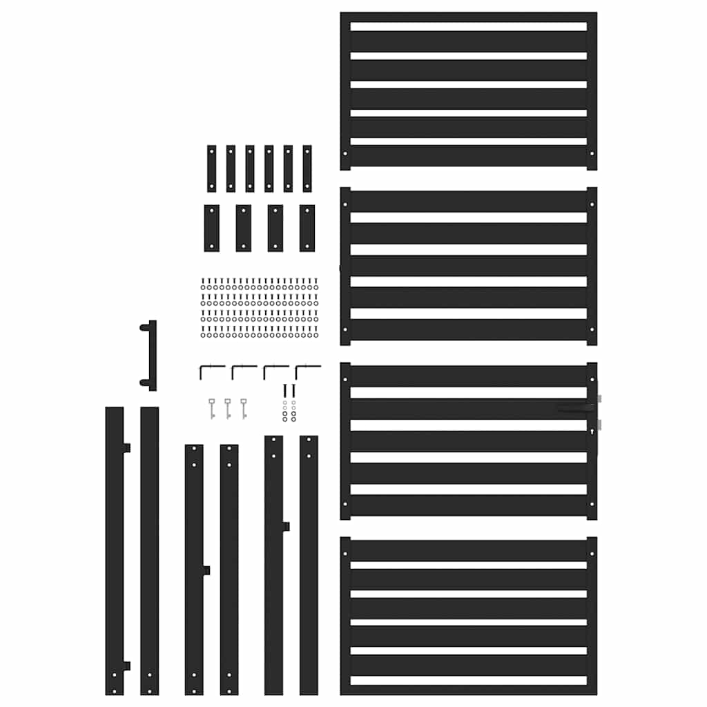 Vrtna vrata s mogućnošću zaključavanja crna 100x200 cm aluminijska