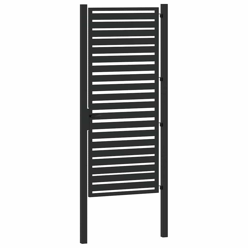 Vrtna vrata s mogućnošću zaključavanja crna 100x200 cm aluminijska