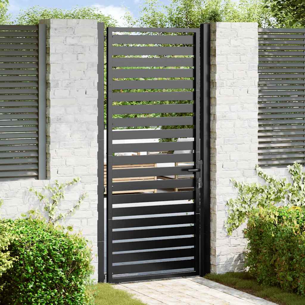 Vrtna vrata s mogućnošću zaključavanja crna 100x200 cm aluminijska