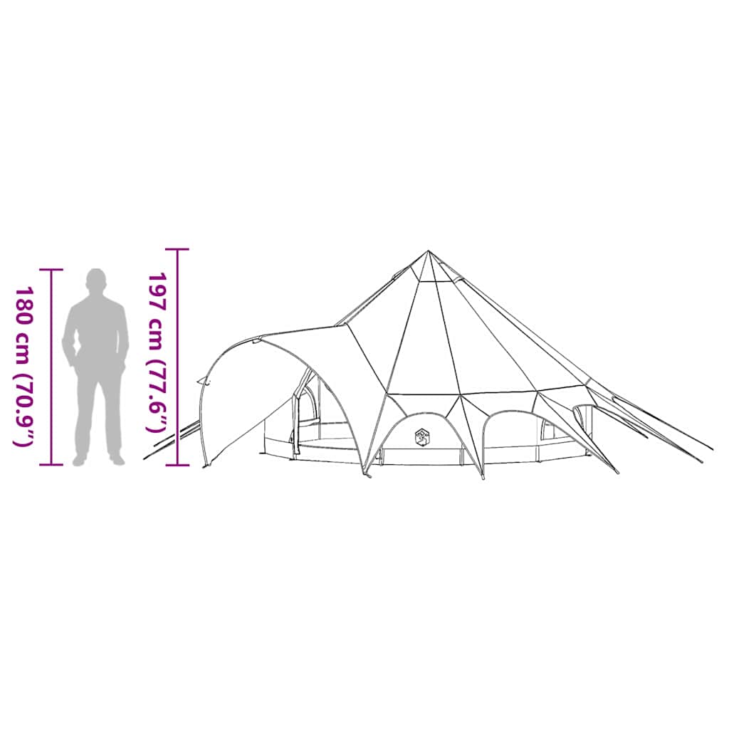 Teepee šator za 3 osobe Siva i narančasta 600 x 600 x 347 cm