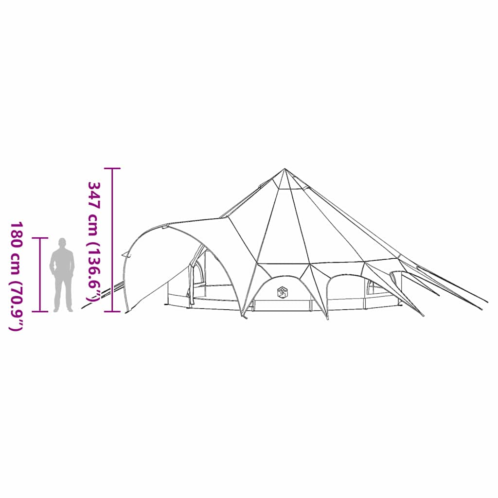 Teepee šator za 7 osoba Siva i narančasta 600 x 600 x 347 cm