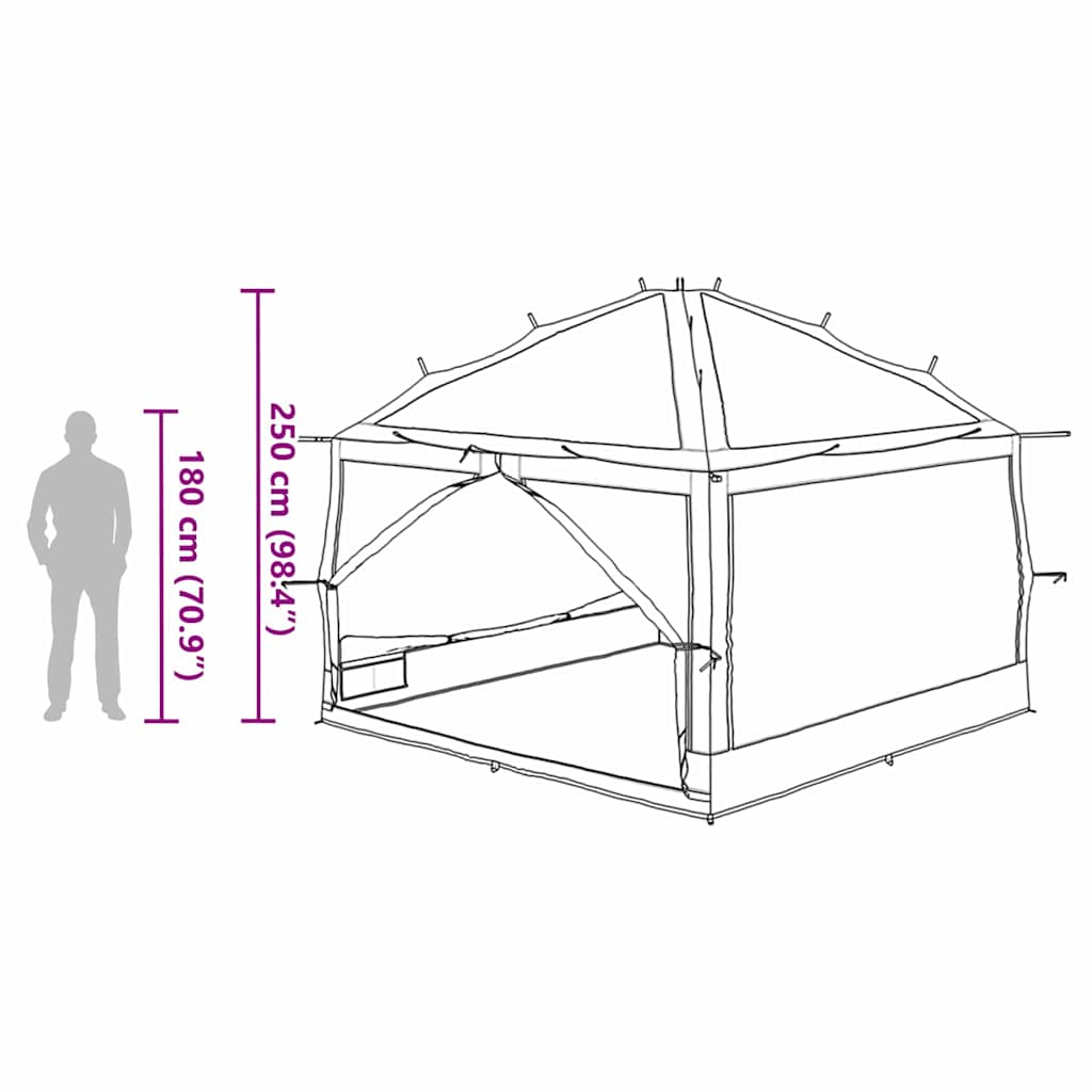 Unutarnji šator za 7 osoba Siva i narančasta 300 x 300 x 250 cm