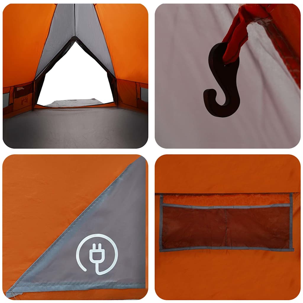 Teepee šator za 8 osoba Siva i narančasta 490 x 410 x 210 cm