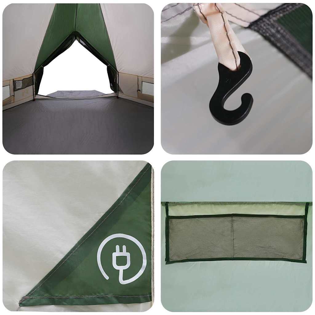Tenda za 4 osobe s krovom Zelena i Siva 388 x 320 x 169 cm