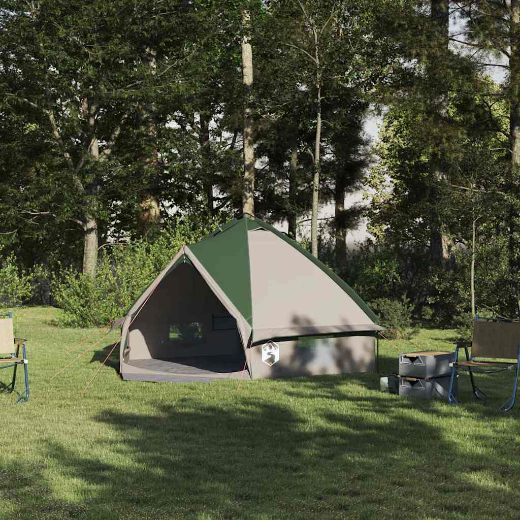 Tenda za 4 osobe s krovom Zelena i Siva 388 x 320 x 169 cm