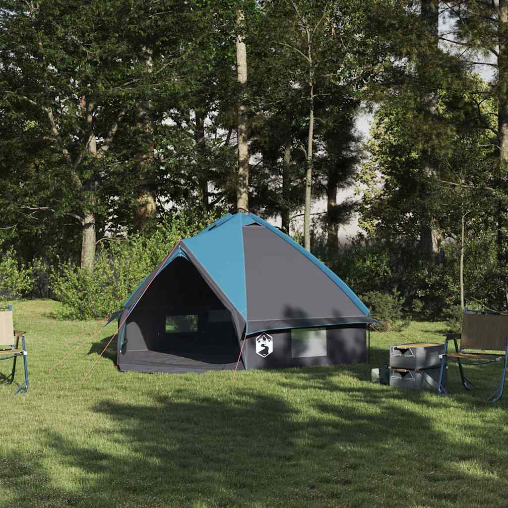 Tenda za 4 osobe s krovom Plava i siva 388 x 320 x 169 cm