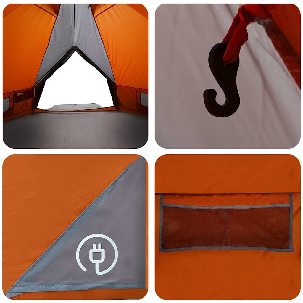 Teepee šator za 4 osobe Siva i narančasta 388 x 320 x 169 cm