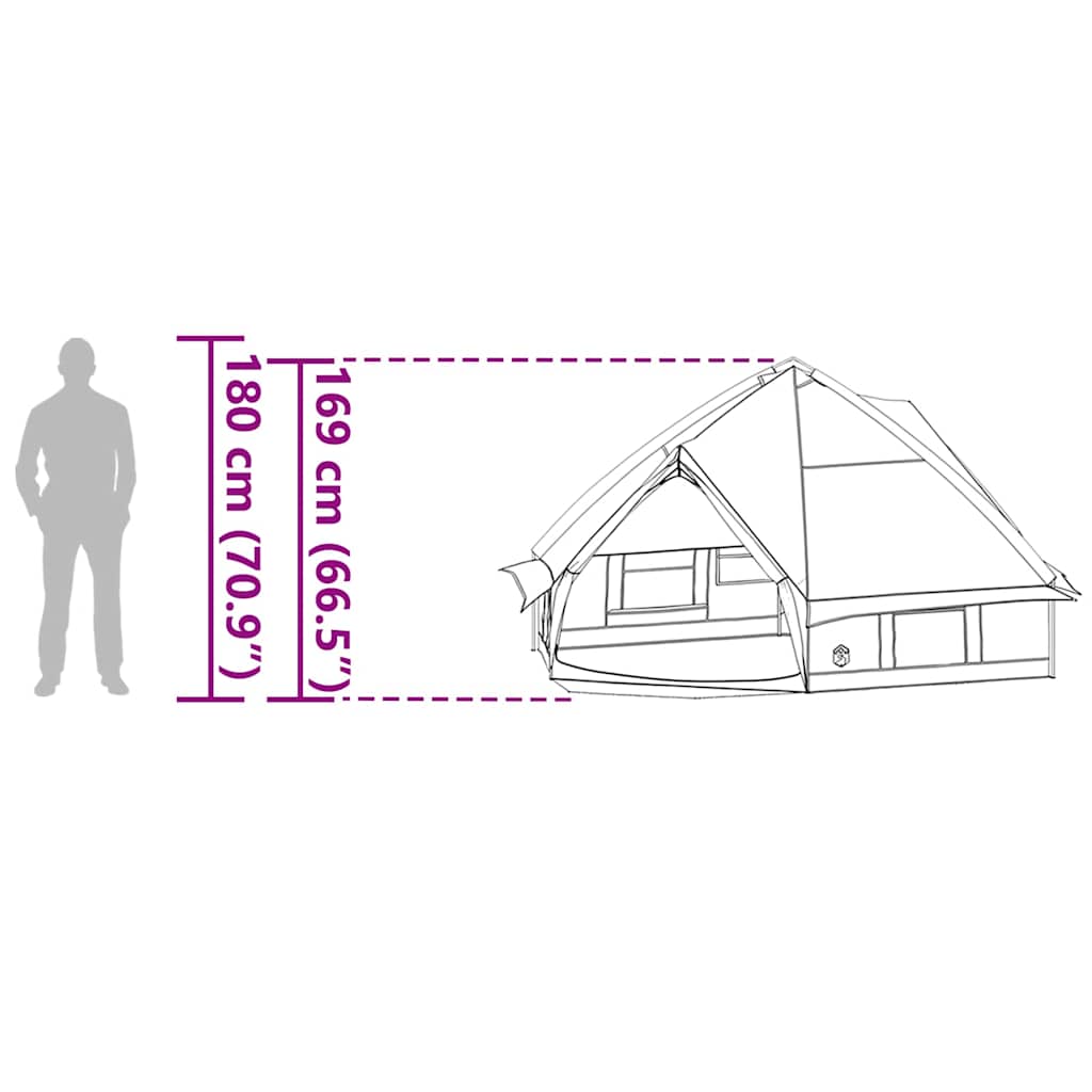 Teepee šator za 4 osobe Siva i narančasta 388 x 320 x 169 cm