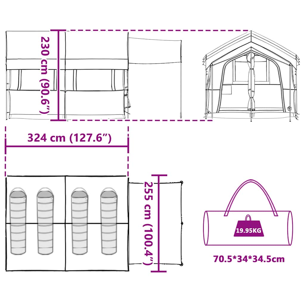 Obiteljski šator za 4 osobe Plava i siva 324 x 255 x 230 cm