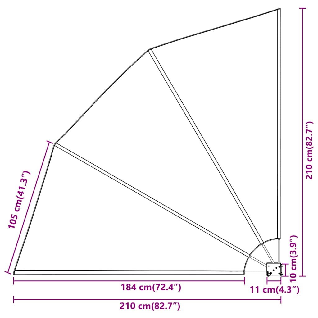 Zaslon za privatnost na balkonu 210 x 210 cm Poliester Antracit