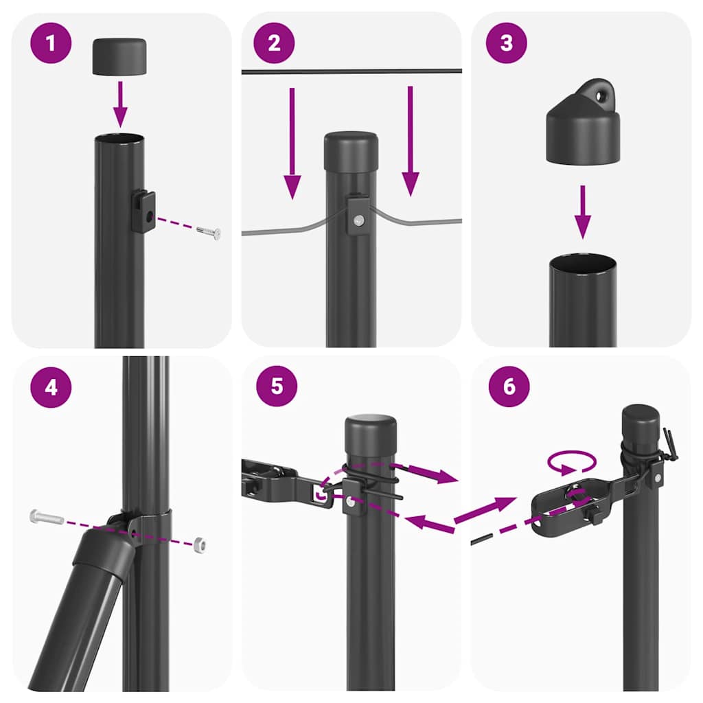 Stup za ogradu 7 pcs Siva Čelik