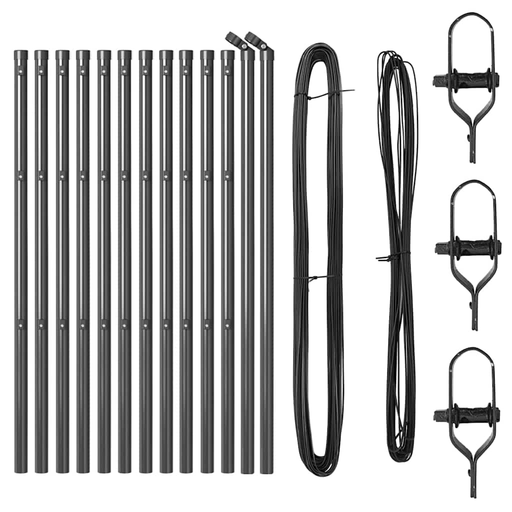 Ugrađeni stup za ogradu 13 pcs Siva Čelik obložen prahom