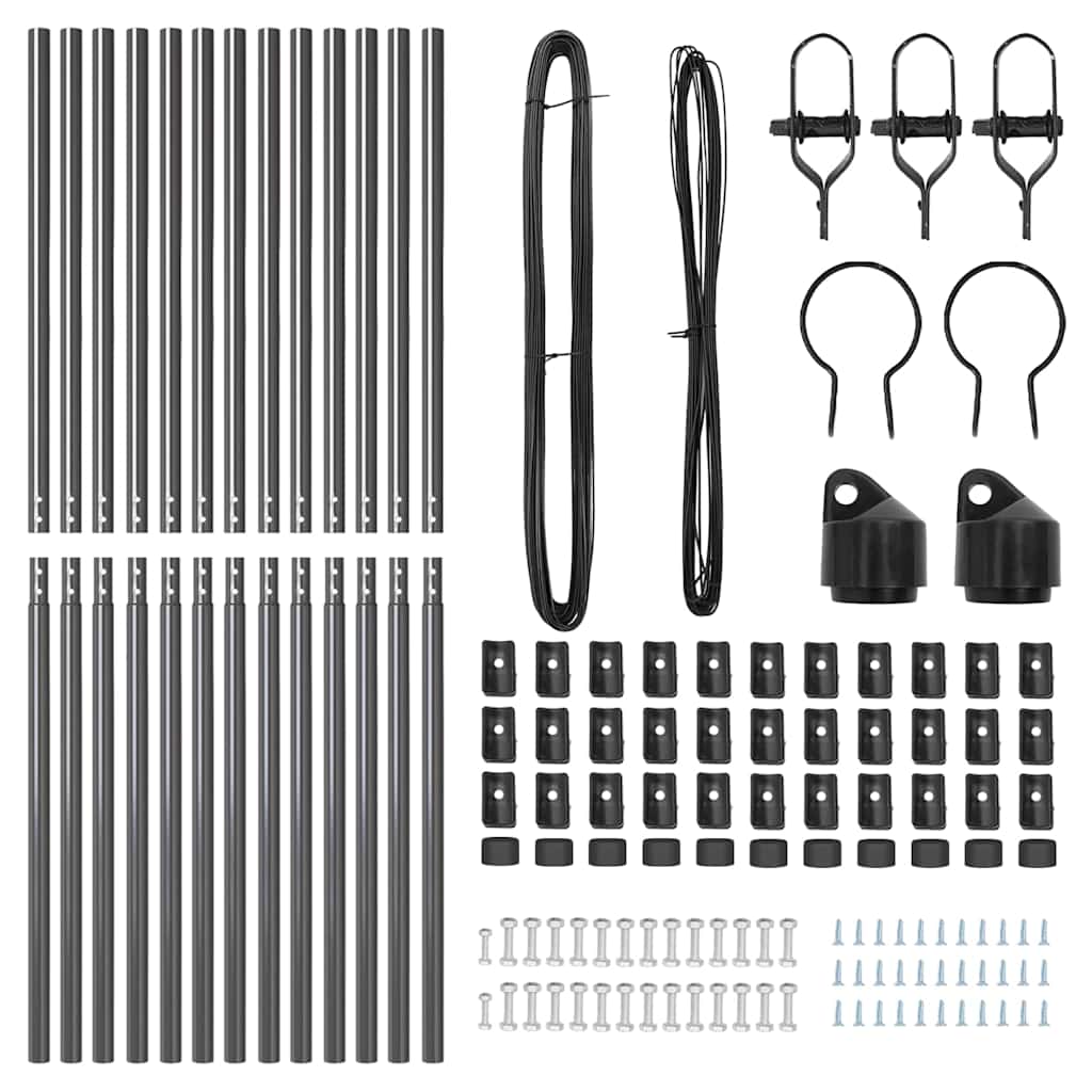 Ugrađeni stup za ogradu 13 pcs Siva Čelik obložen prahom