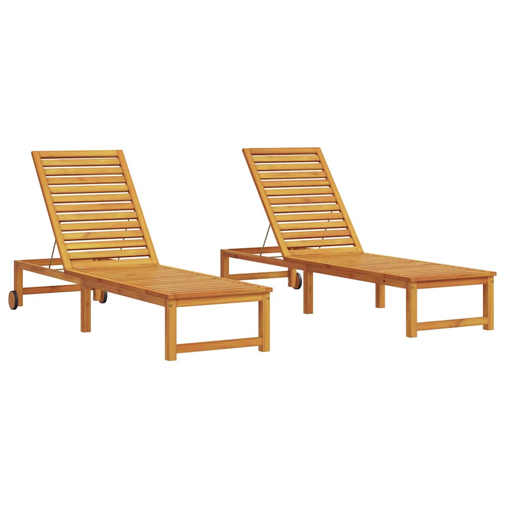 Ležaljka 2 pcs Smeđa 202 x 53 x 89 cm Čvrsto drvo akacije