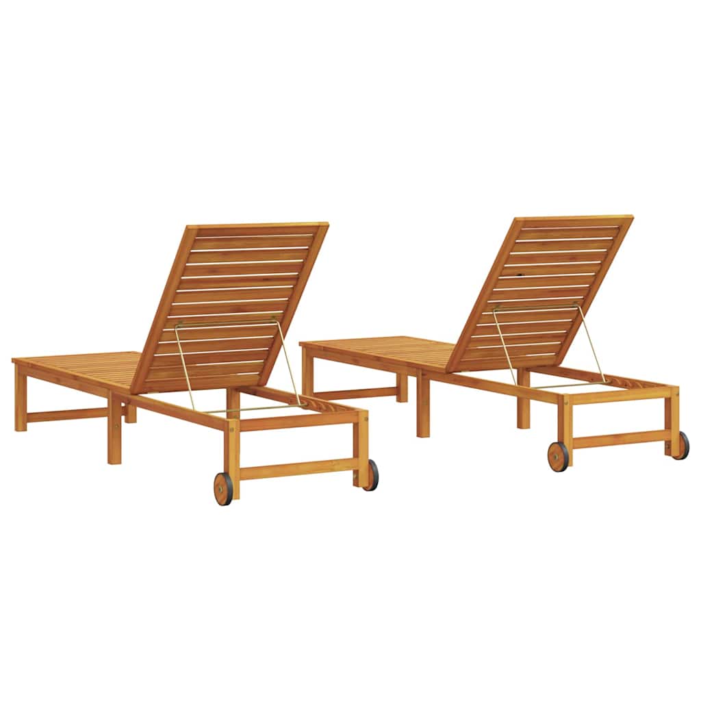 Ležaljka 2 pcs Smeđa 202 x 53 x 89 cm Čvrsto drvo akacije