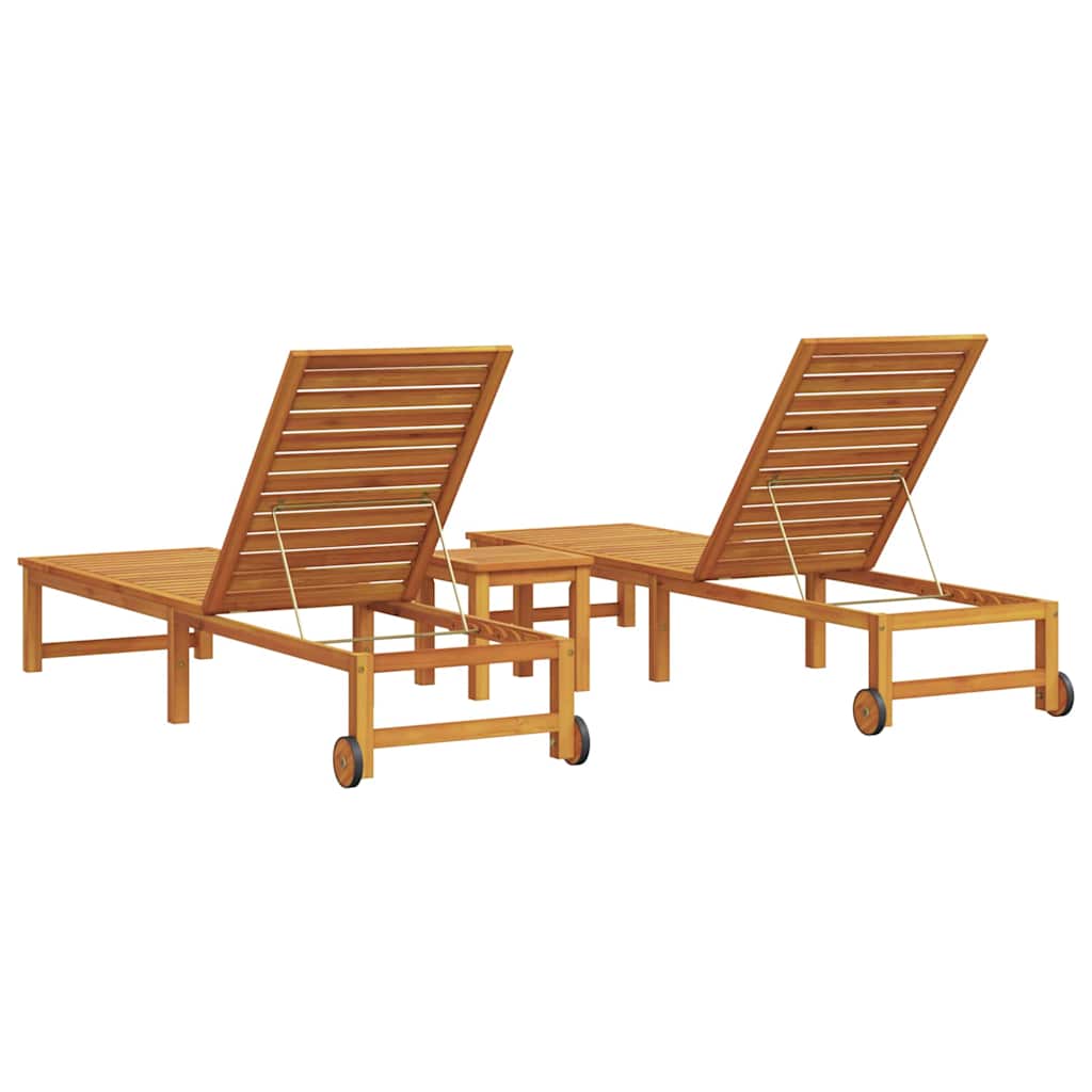 Ležaljka 3 pcs Smeđa Čvrsto drvo akacije