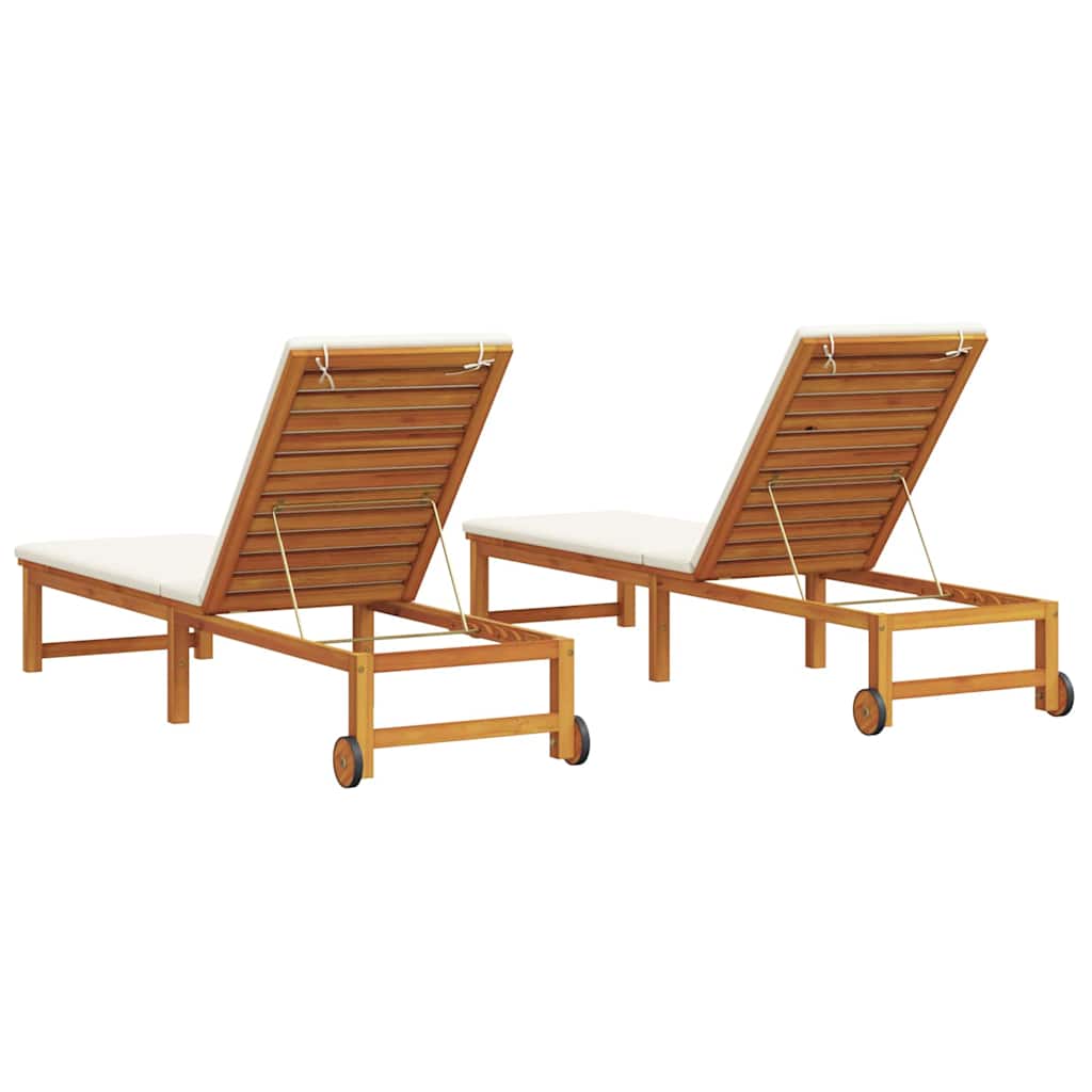 Ležaljka 2 pcs Smeđa 202 x 53 x 89 cm Čvrsto drvo akacije