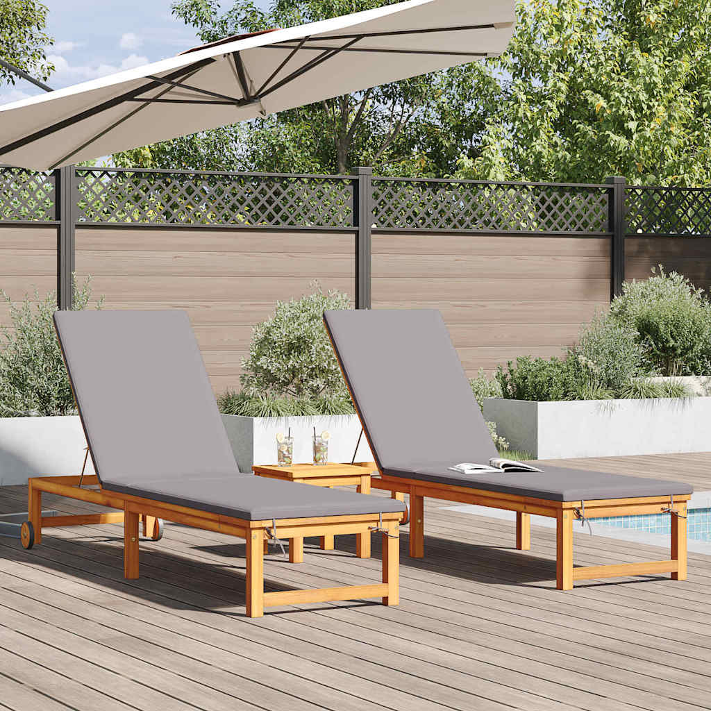 Ležaljka 2 pcs Smeđa 202 x 53 x 89 cm Čvrsto drvo akacije