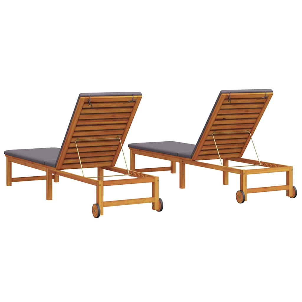 Ležaljka 2 pcs Smeđa 202 x 53 x 89 cm Čvrsto drvo akacije