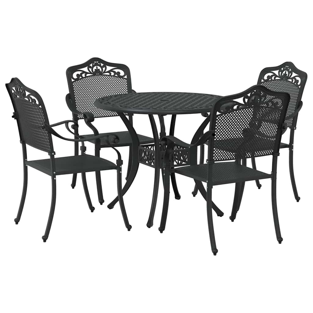 Vrtni set za objed 5 pcs Crna Aluminij