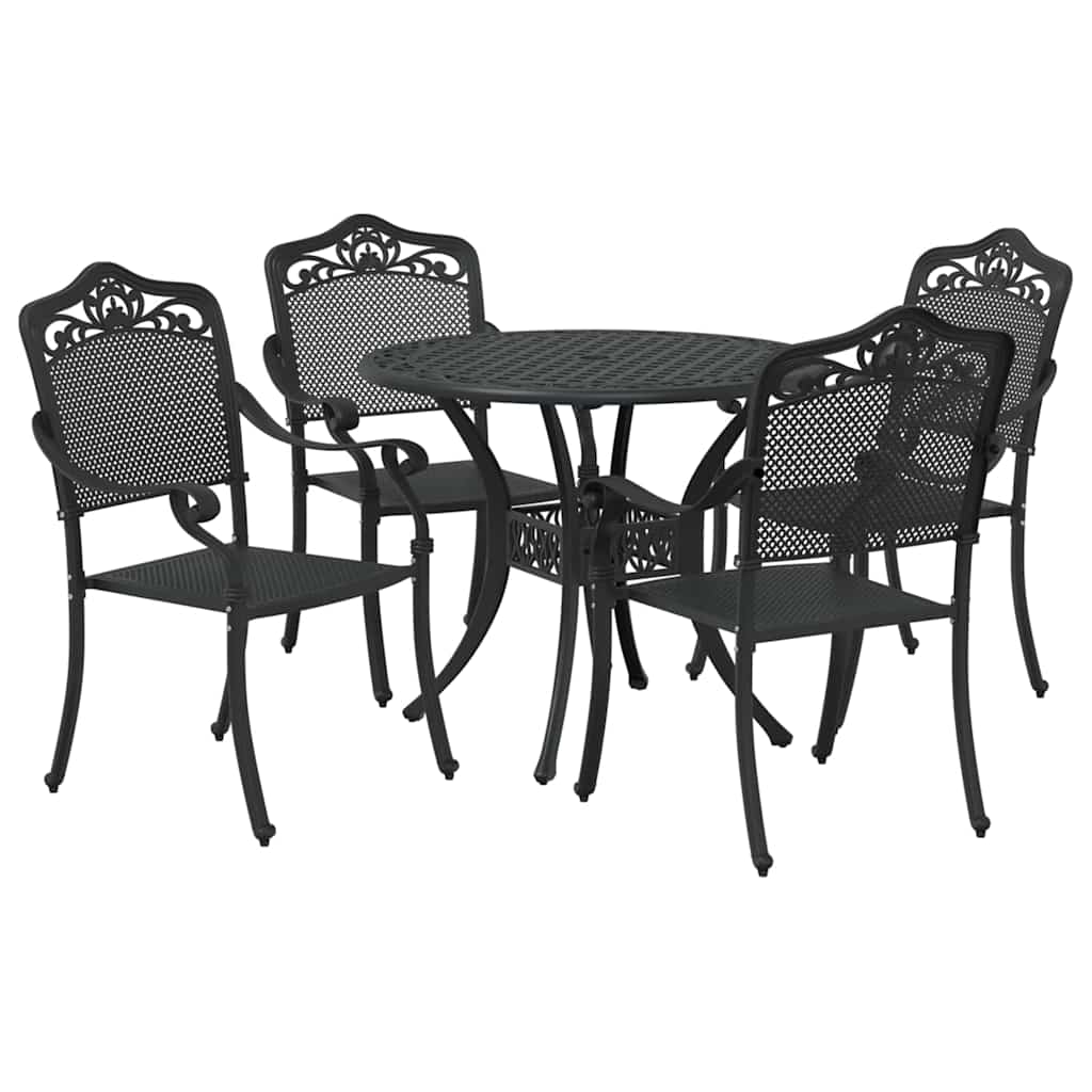 Vrtni set za objed 5 pcs Crna Aluminij