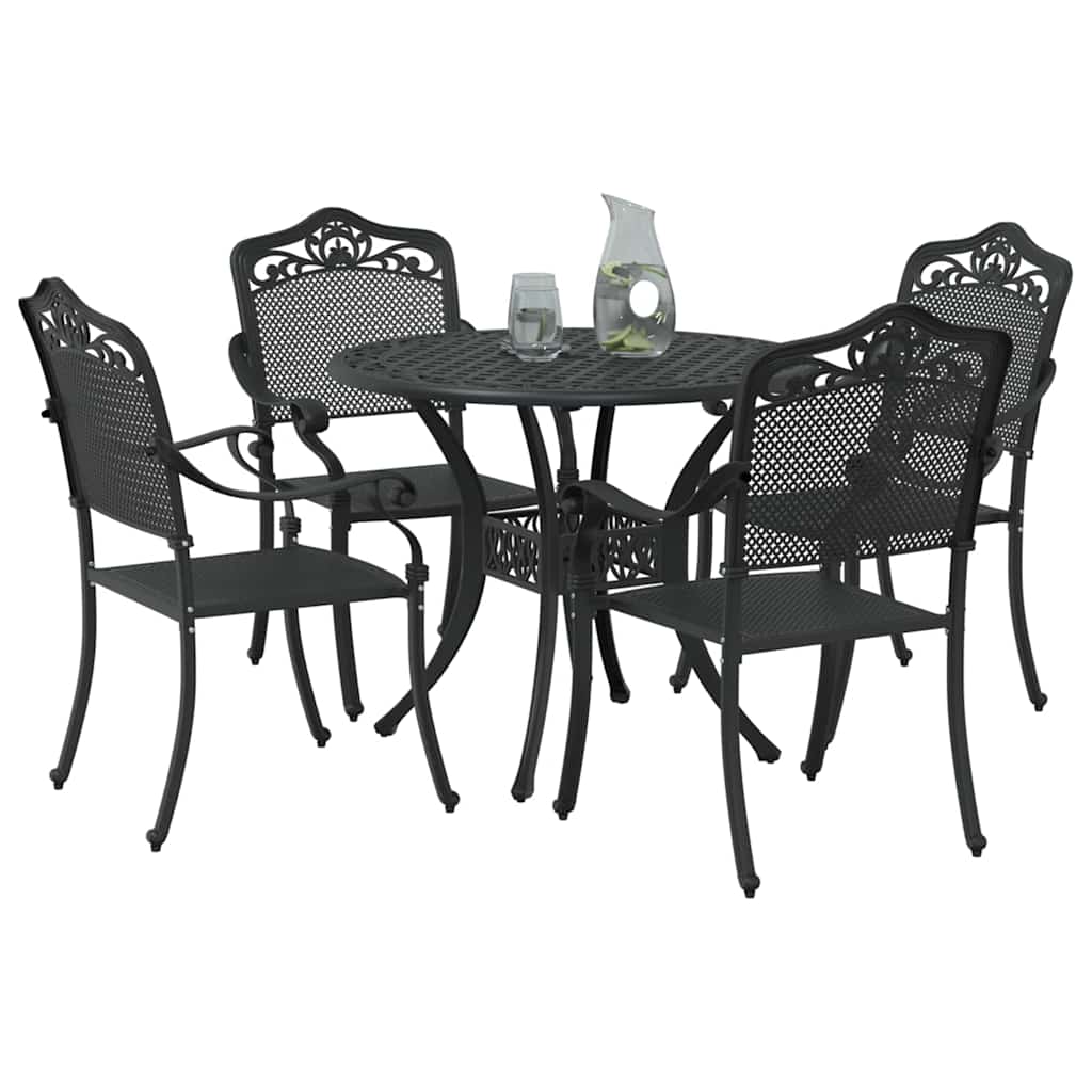 Vrtni set za objed 5 pcs Crna Aluminij