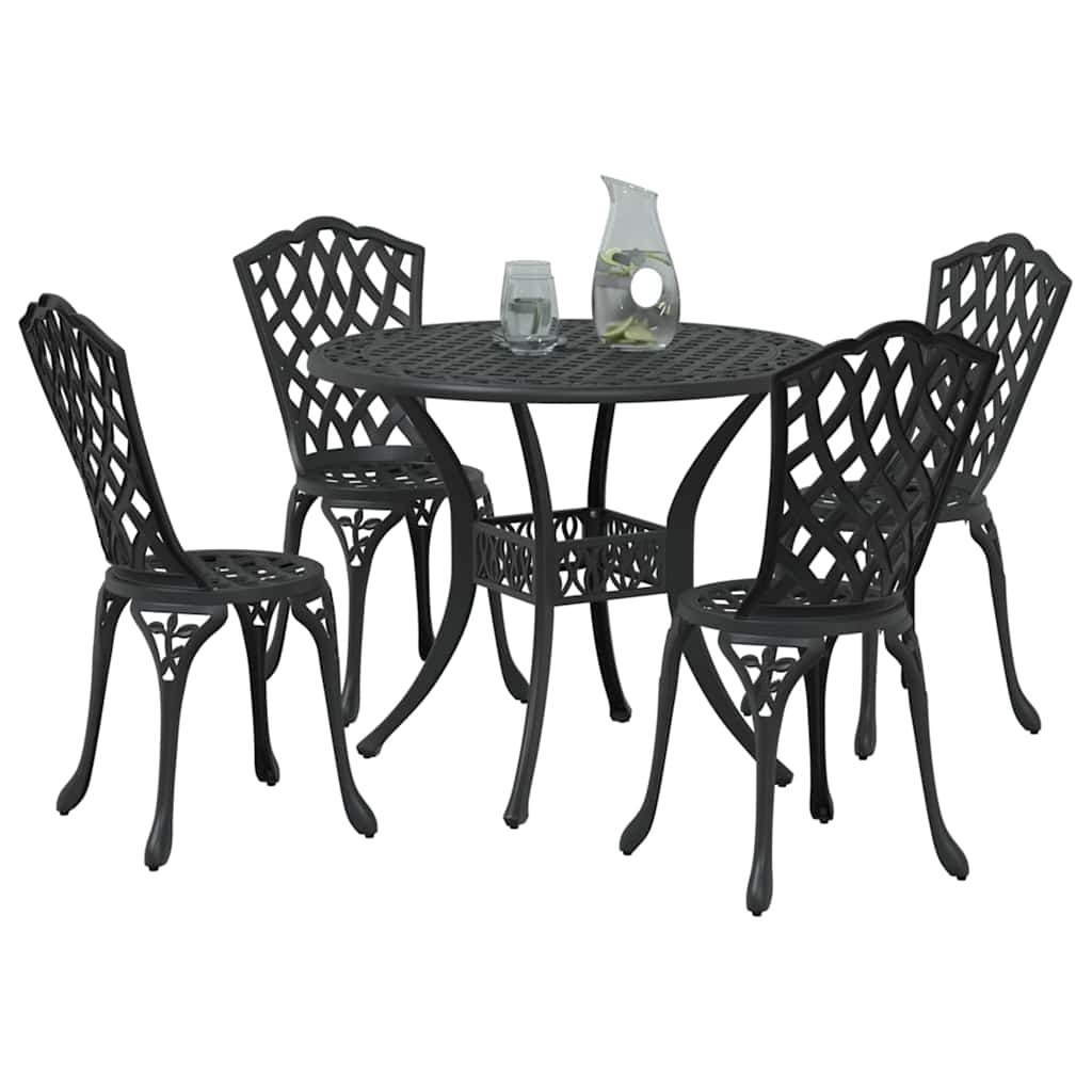 Vrtni set za objed 5 pcs Crna Aluminij