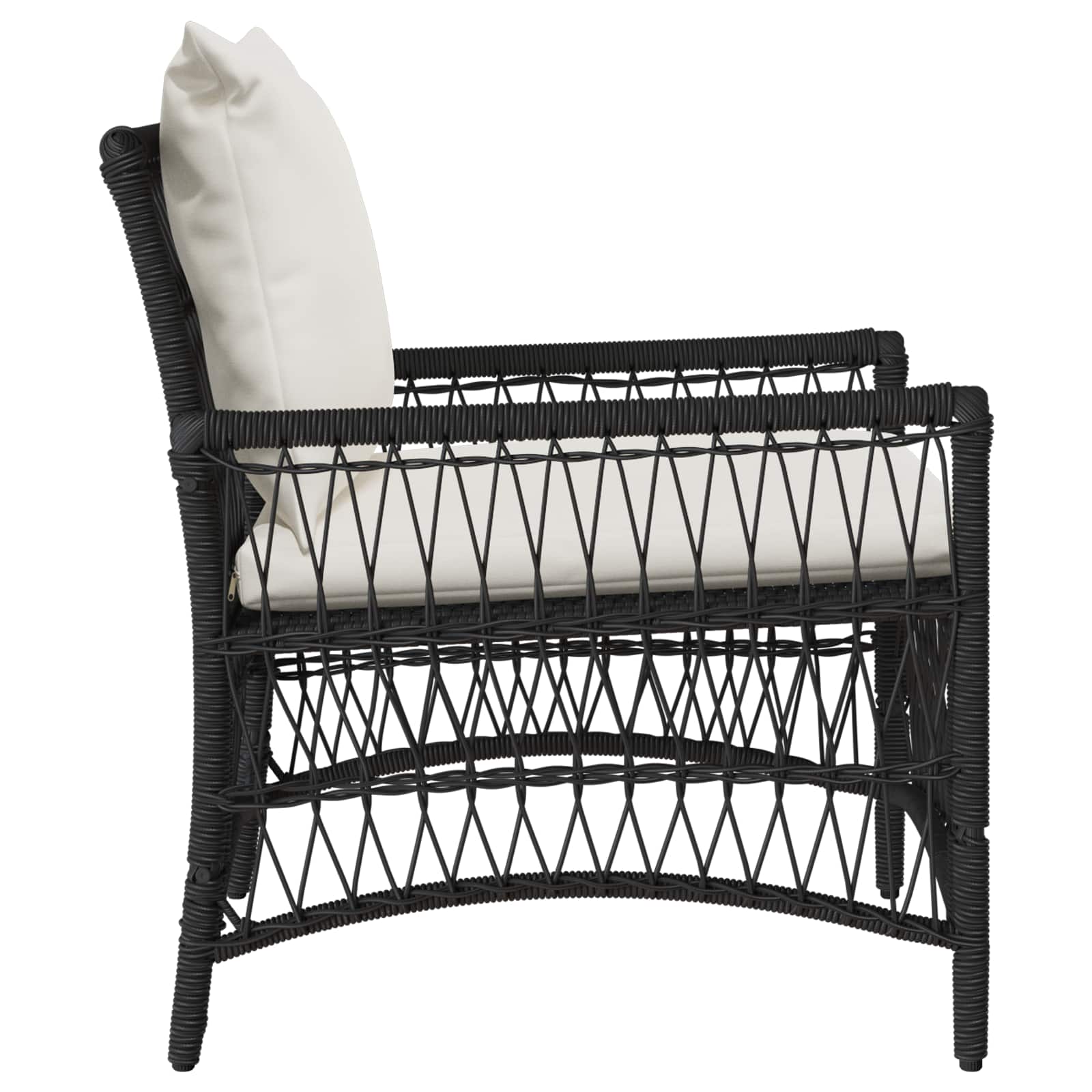 Vrtna stolica s jastukom Crna 73 x 61 x 77 cm poliratan