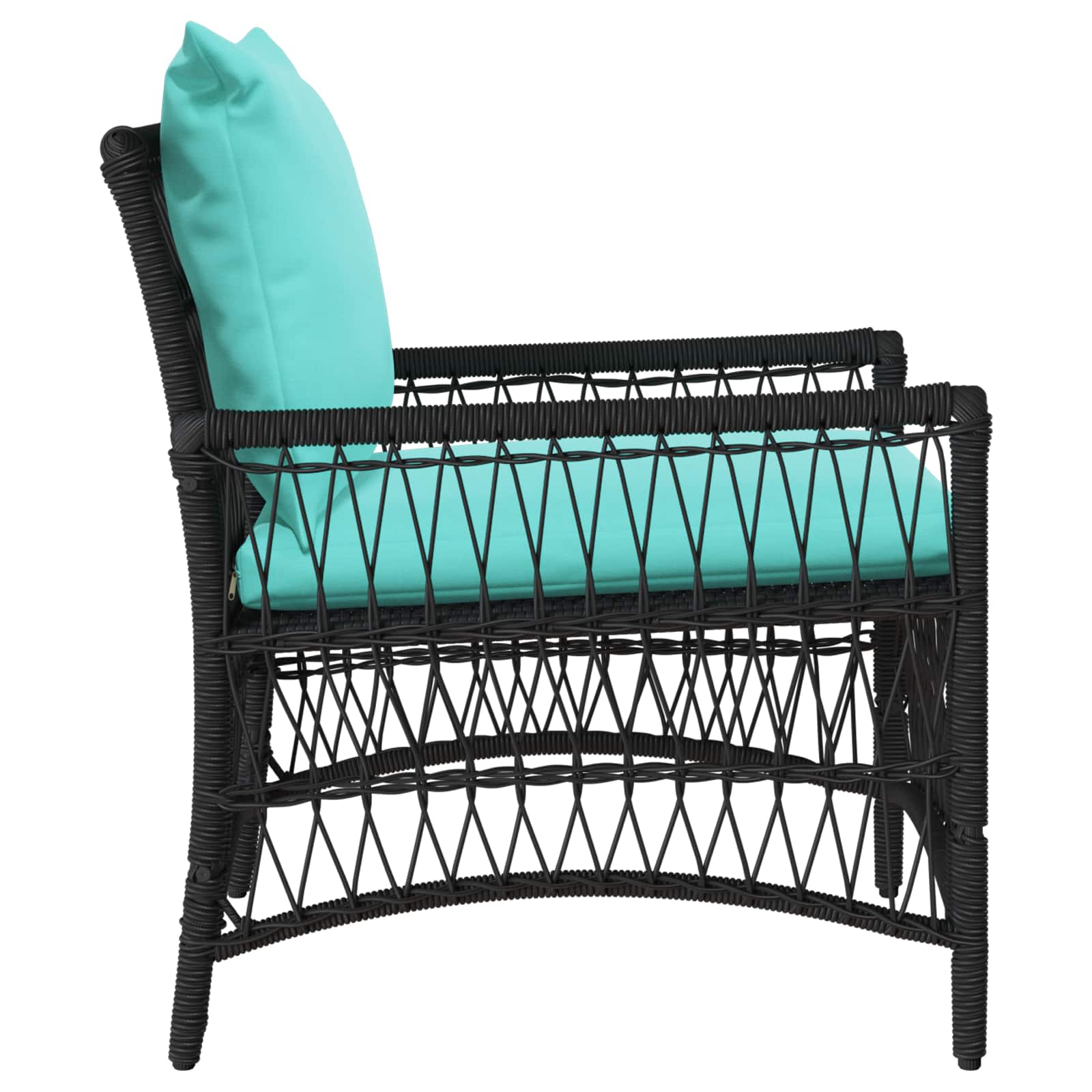 Vrtna stolica s jastukom Crna 73 x 61 x 77 cm poliratan