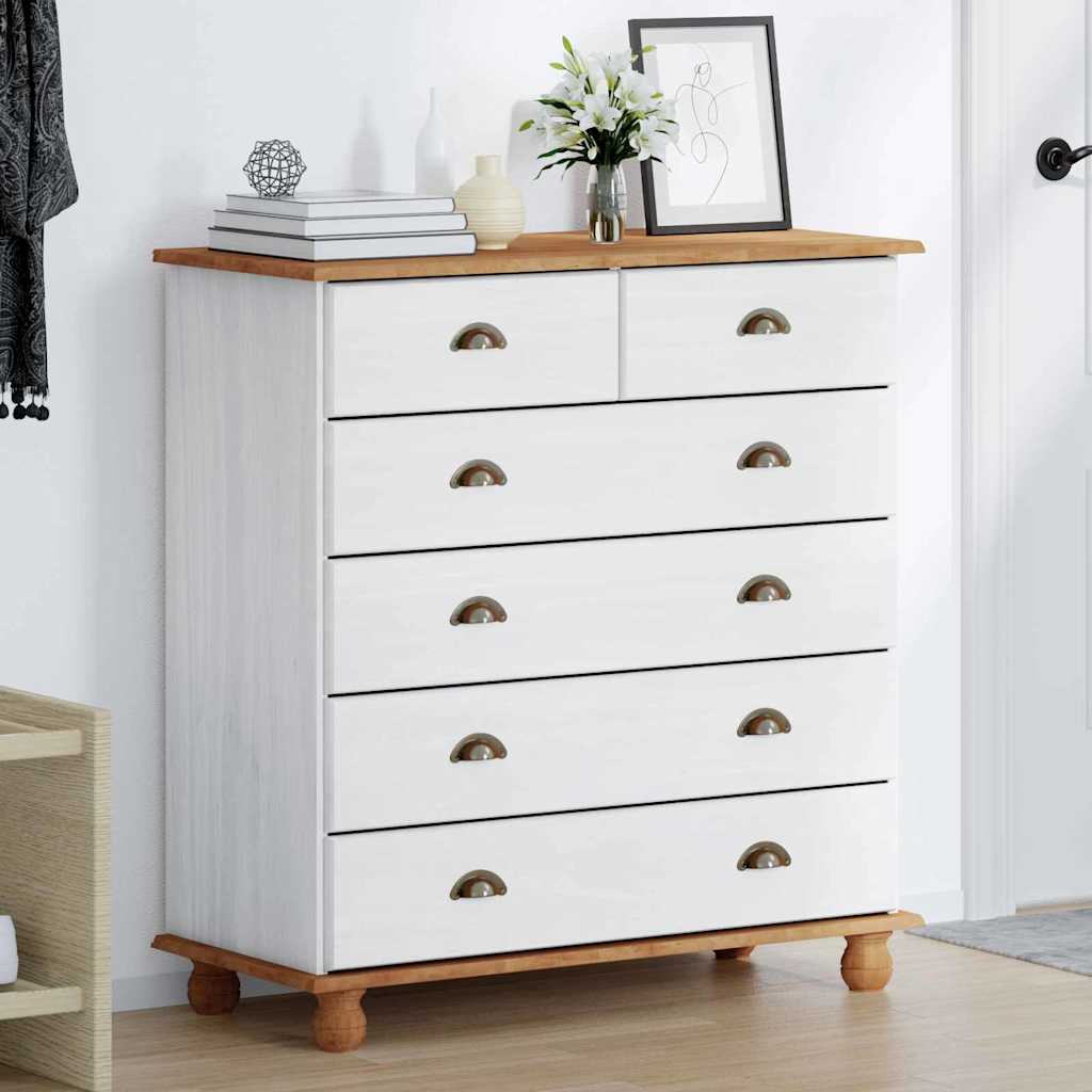 Komoda ASKIM Bijelo 91 x 40 x 95,5 cm Čvrsto borovo drvo