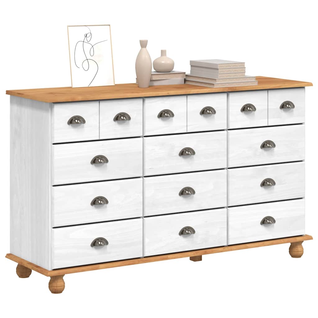 Komoda ASKIM Bijelo 79 x 40 x 133,5 cm Čvrsto borovo drvo