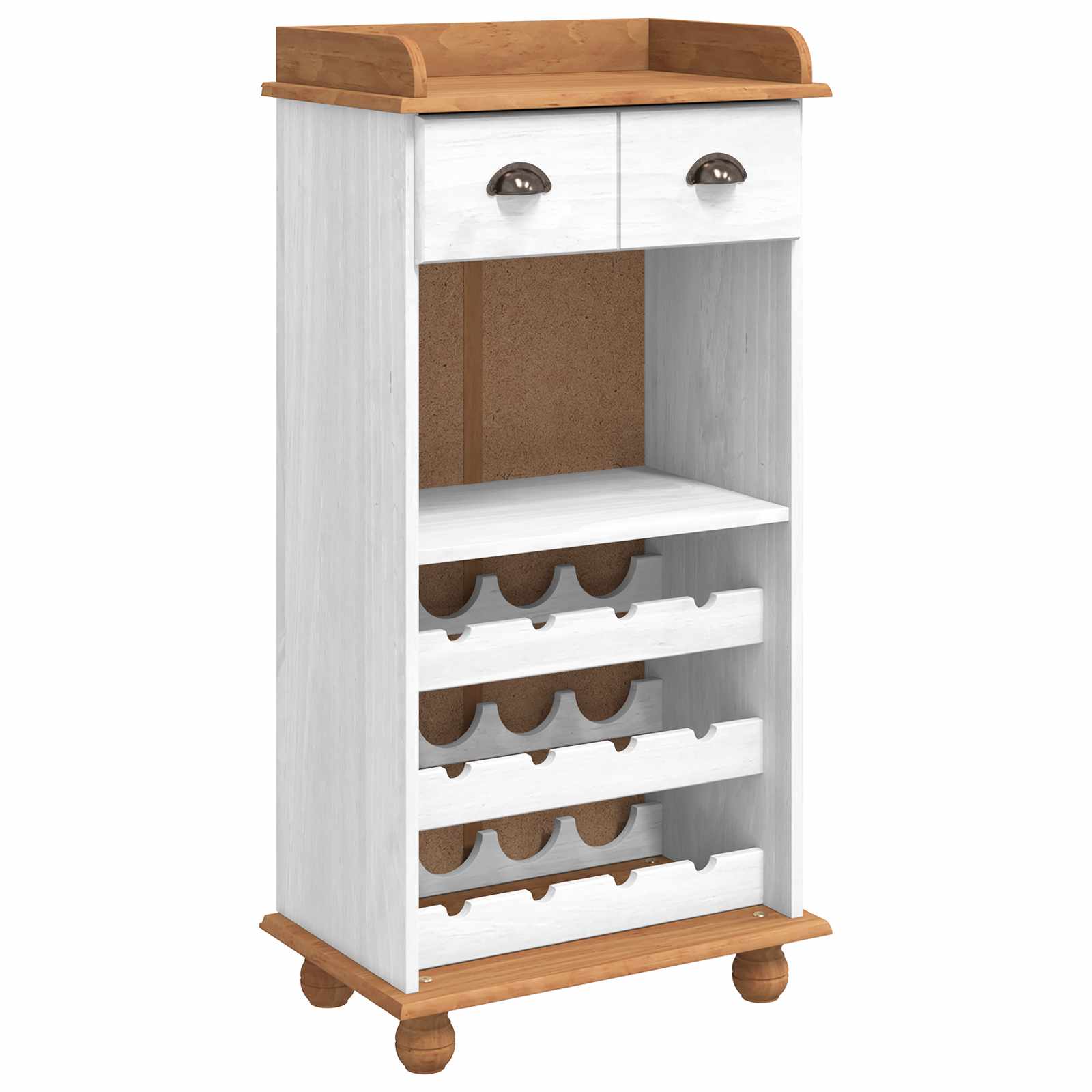 Ormar za vino ASKIM Bijela s medenim vrhom 57 x 37 x 114 cm