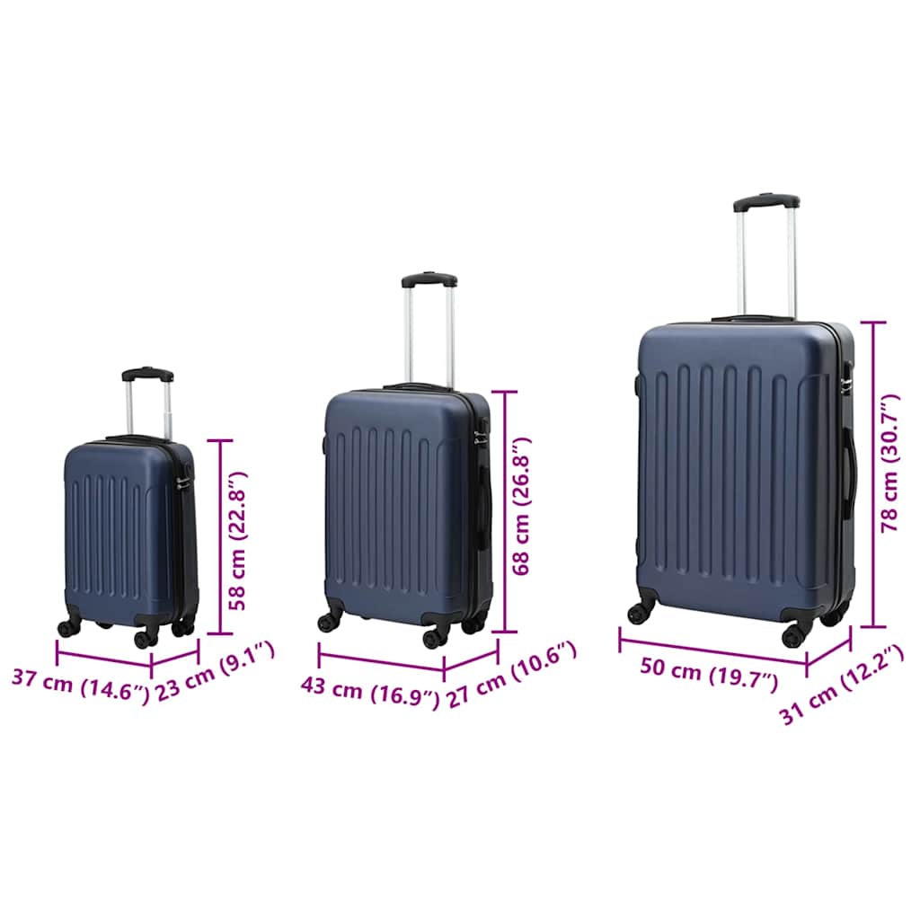 Kofer 3 pcs Tamno plava 50 x 31 x 78 cm ABS plastika