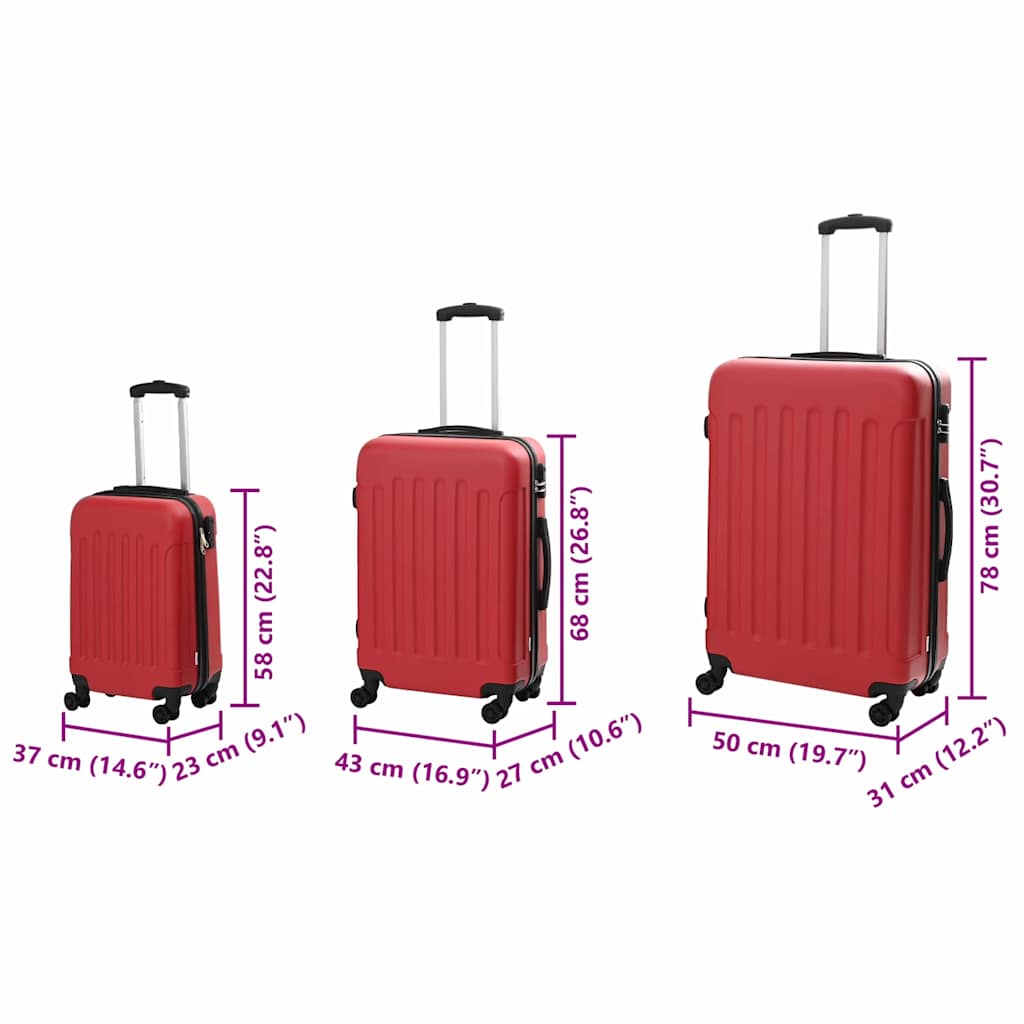 Kofer 3 pcs Crvena 50 x 31 x 78 cm ABS plastika