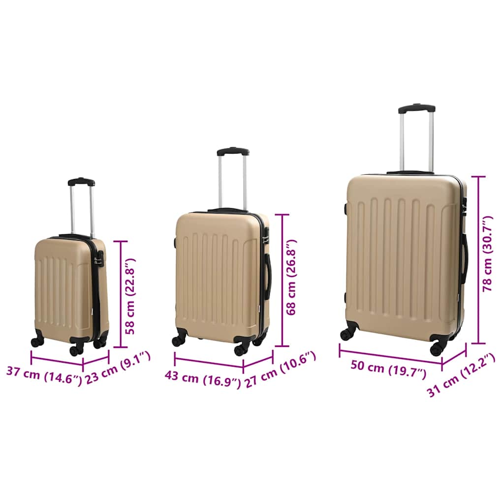 Kofer 3 pcs Šampanjca 50 x 31 x 78 cm ABS plastika