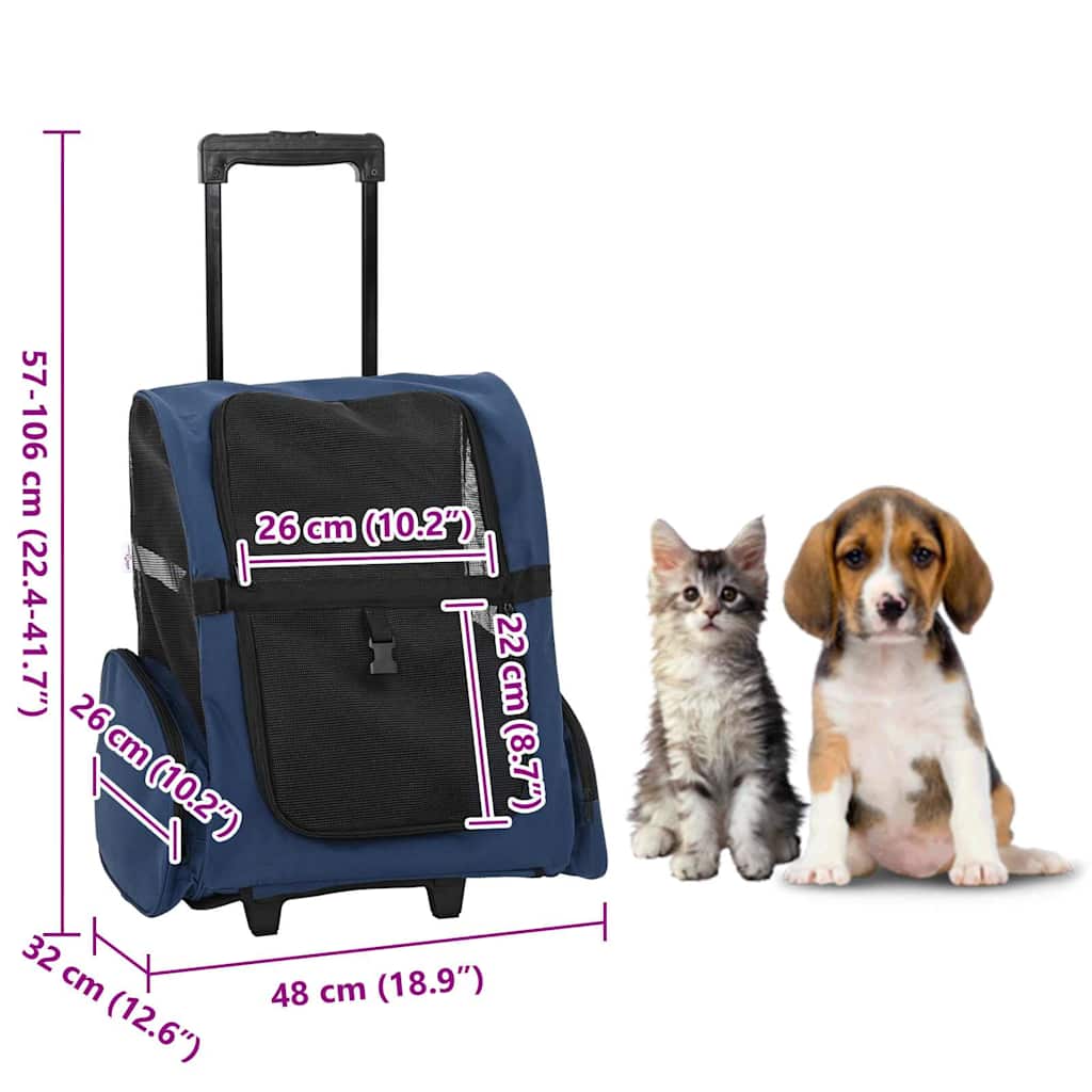 Kolica za kućne ljubimce 3-u-1 Dizajn Plava 48x32x(57-106) cm Oxford tkanina