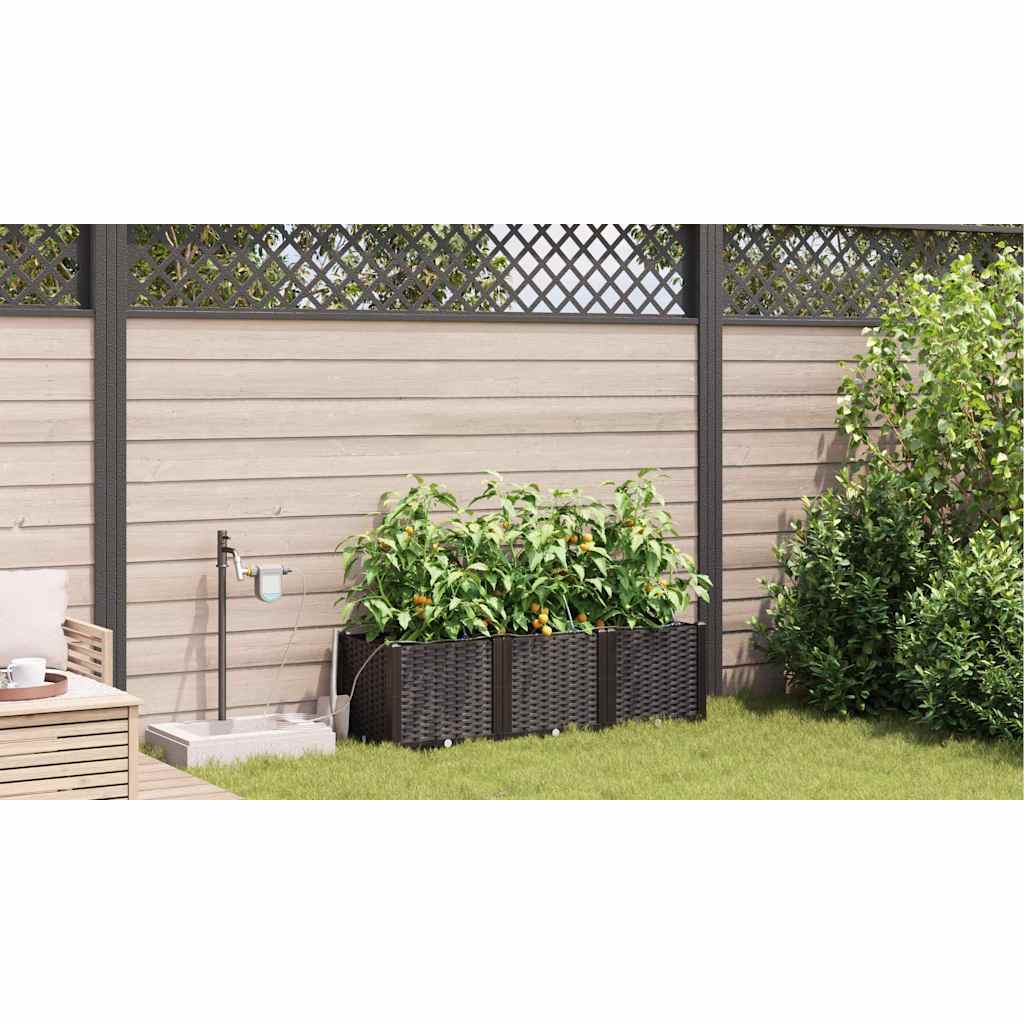 Vrtna saksija 3 pcs Smeđa 120 x 40 x 37,5 cm Plastika