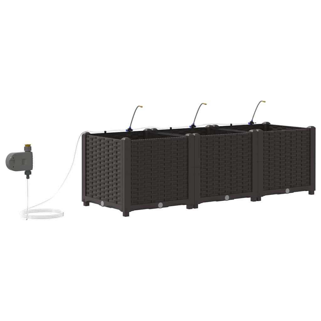 Vrtna saksija 3 pcs Smeđa 120 x 40 x 37,5 cm Plastika