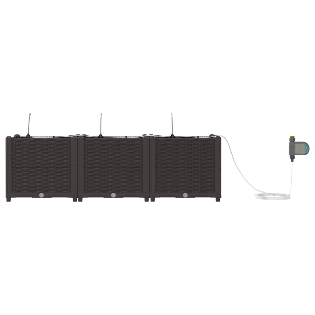 Vrtna saksija 3 pcs Smeđa 120 x 40 x 37,5 cm Plastika