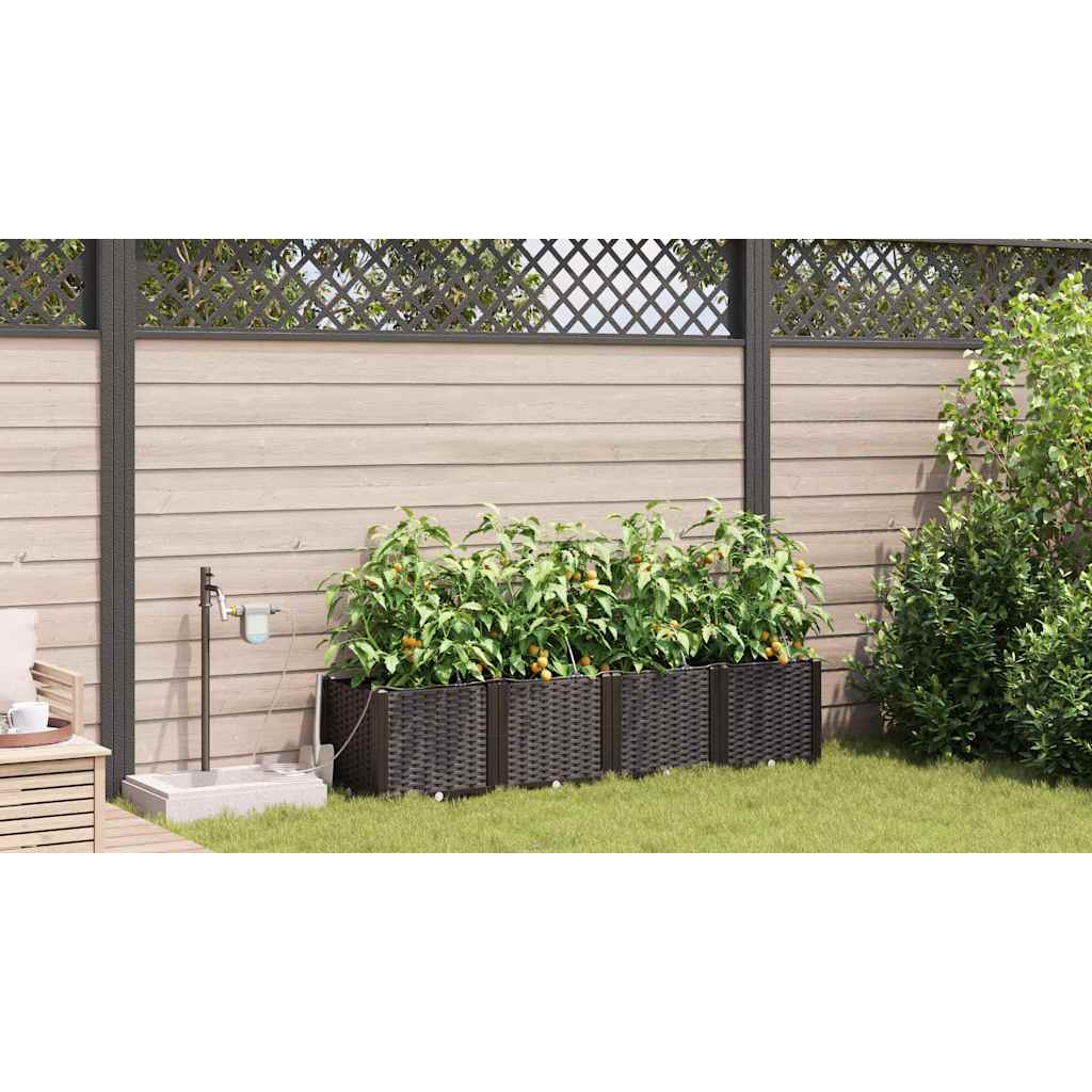 Vrtna saksija 4 pcs Smeđa 160 x 40 x 37,5 cm Plastika