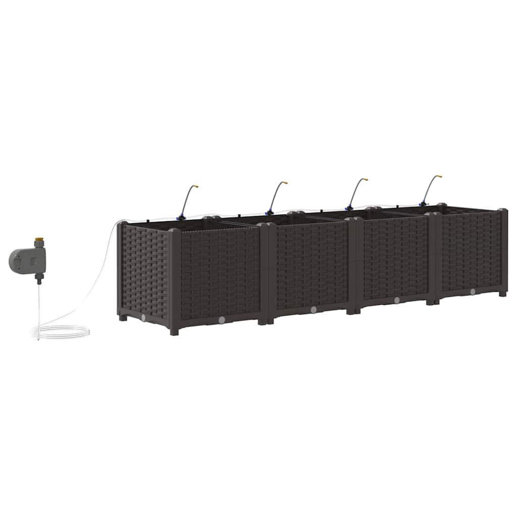Vrtna saksija 4 pcs Smeđa 160 x 40 x 37,5 cm Plastika