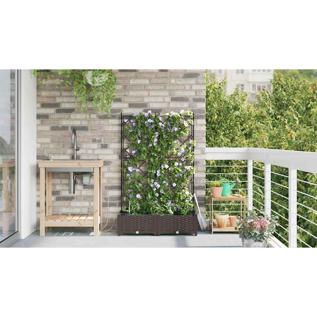 Vrtna saksija 2 pcs Smeđa 80 x 40 x 126 cm Plastika